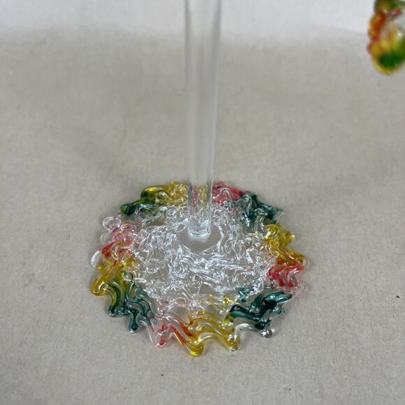 Vintage Mini Spun Blown Glass Bird In Cage Overhang w/Stand 6” Art Decor Display - Picture 2 of 12